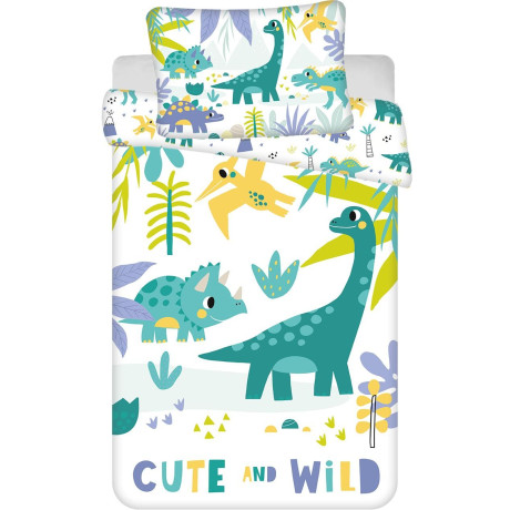 Povlečení bavlněné do postýlky 135x100+40x60 - Dino "Cute and wild" baby