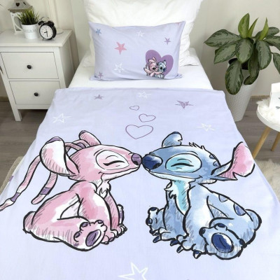 Povlečení bavlněné do postýlky 135x100+40x60 - Lilo and Stitch "Purple" baby