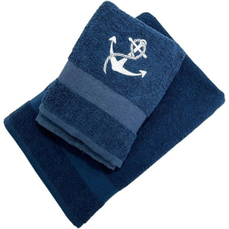 Ručník s výšivkou 50x90 Adria - navy Kotva