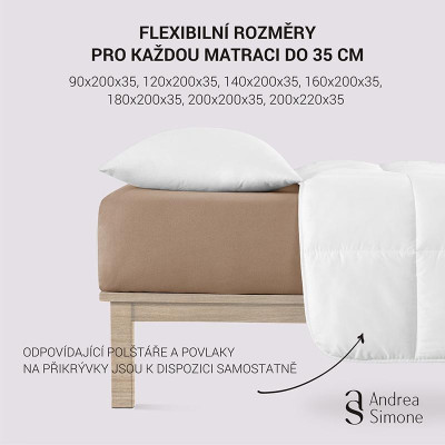 Jersey Lycra prostěradlo Andrea Simone boxspring - Taupe Gray (17-0808)