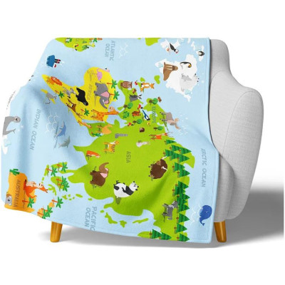 Dětská fleecová deka 100x200 - Mapa zvířat