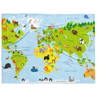 Dětská fleecová deka 100x200 - Mapa zvířat
